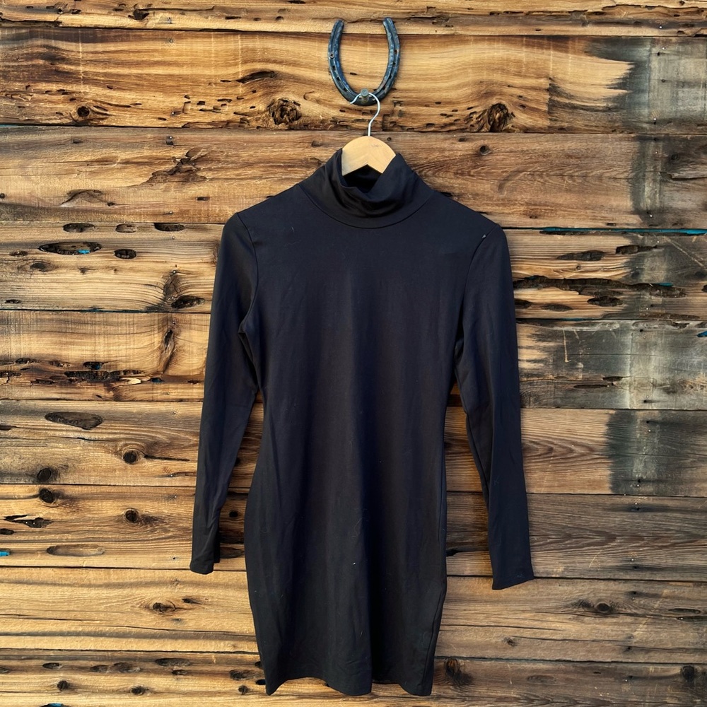 UNBRANDED | Black Turtleneck Long Sleeve Mini Dress S